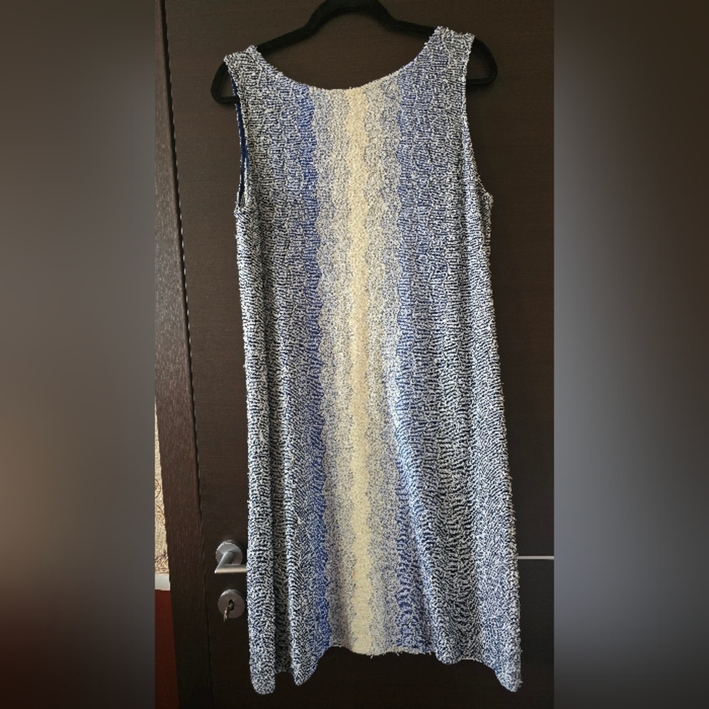 ST. JOHN  Blue and White Sleeveless Maxi Dress